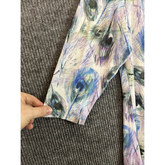 One World Womens Tunic Shirt Size XXL Peacock Sequins Handkerchief Hem Artsy - Picture 4 of 10